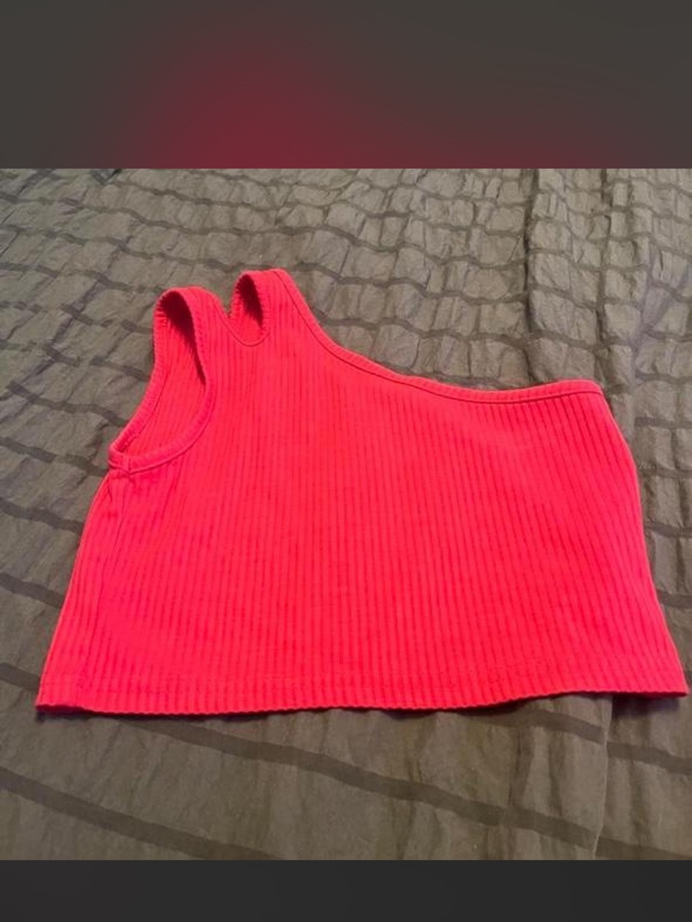 SHEIN One-Shoulder Ribbed Crop Top - Hot Pink